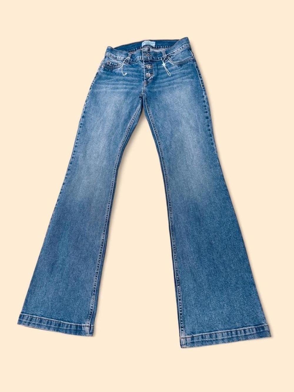 Revice Los Angeles Low Rise Flare Jeans 27 Blue Denim 35” Inseam Y2K NWOT